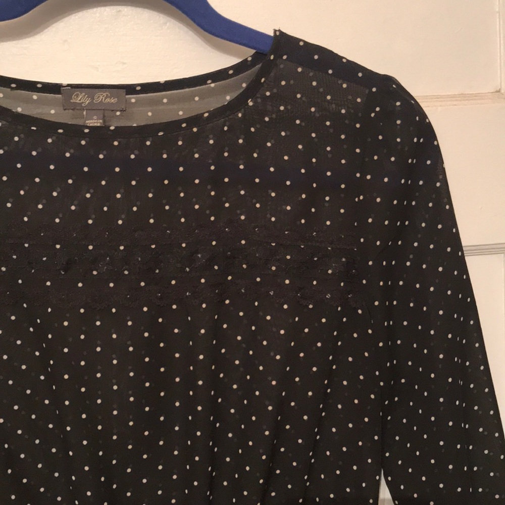 Polka Dot Peplum Top with Lace